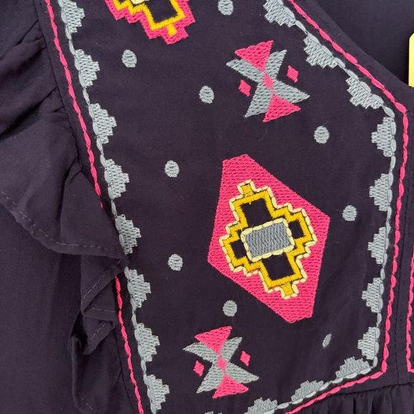 NWT JODIFL Indigo Purple Long Sleeve Embroidered Blouse Women’s Medium Boho - Picture 8 of 11